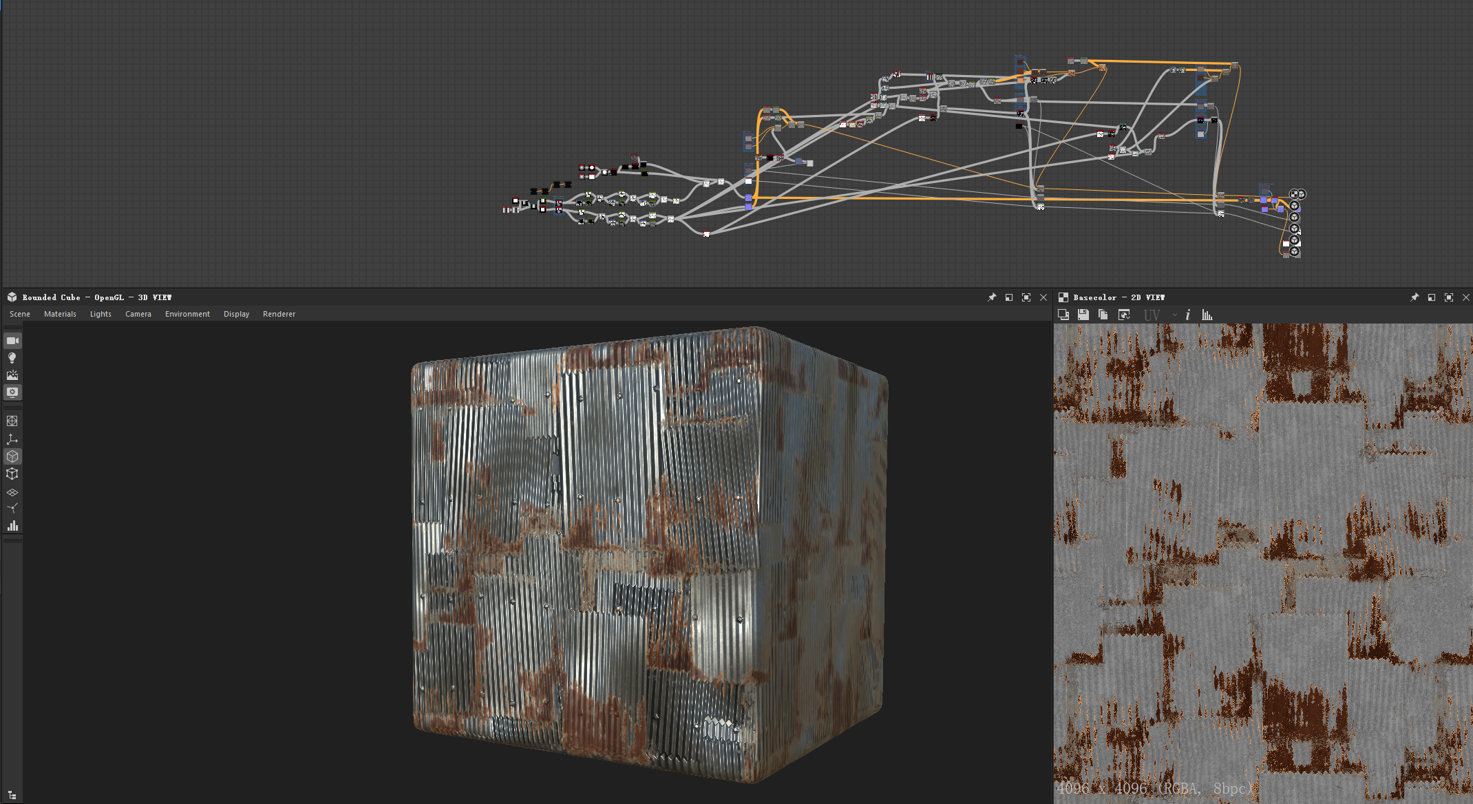 Procedural rusted metal material in Substance Designer