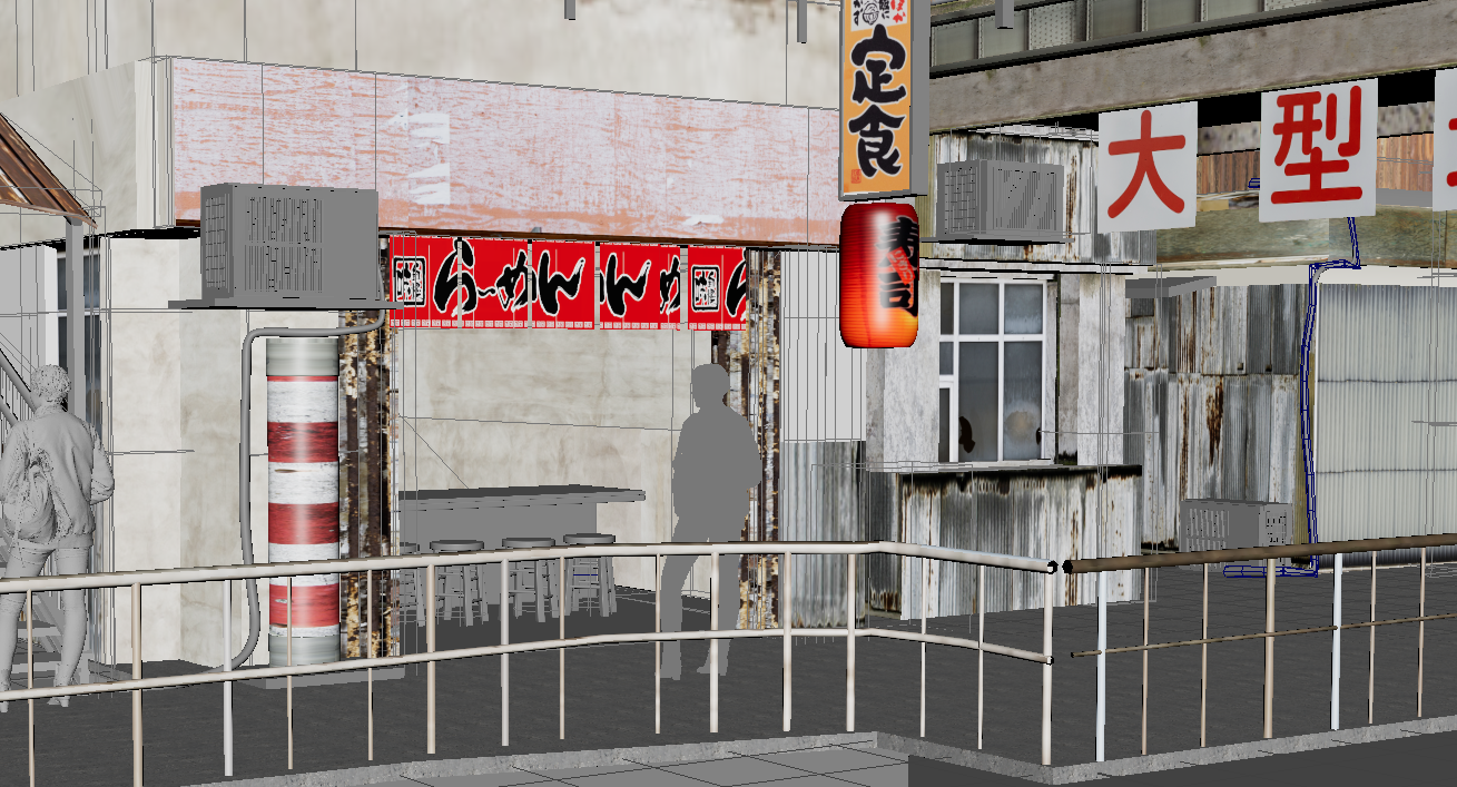 Street scene modeled in Maya