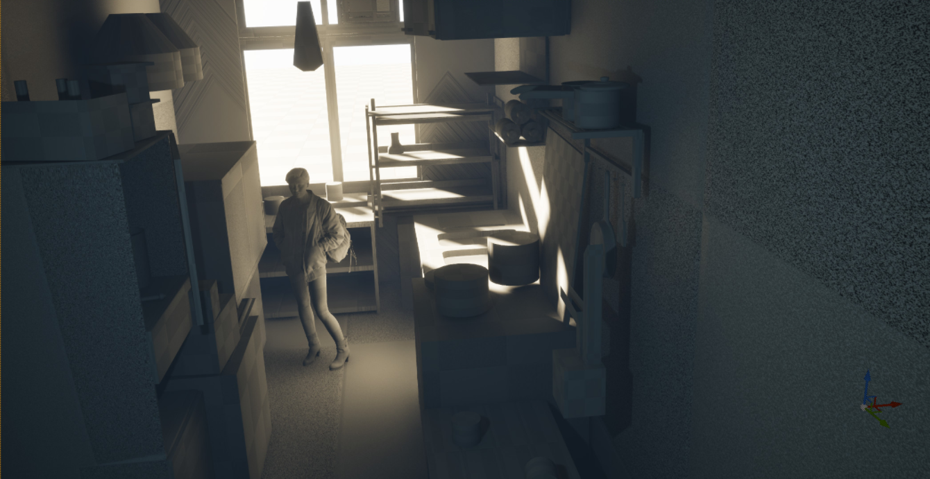 Initial kitchen lighting in Unreal Engine
