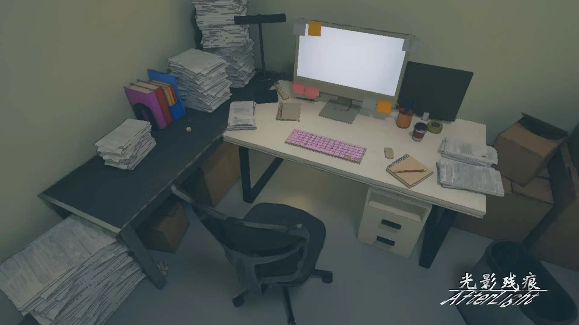A desk crowded with books and everyday belongings
