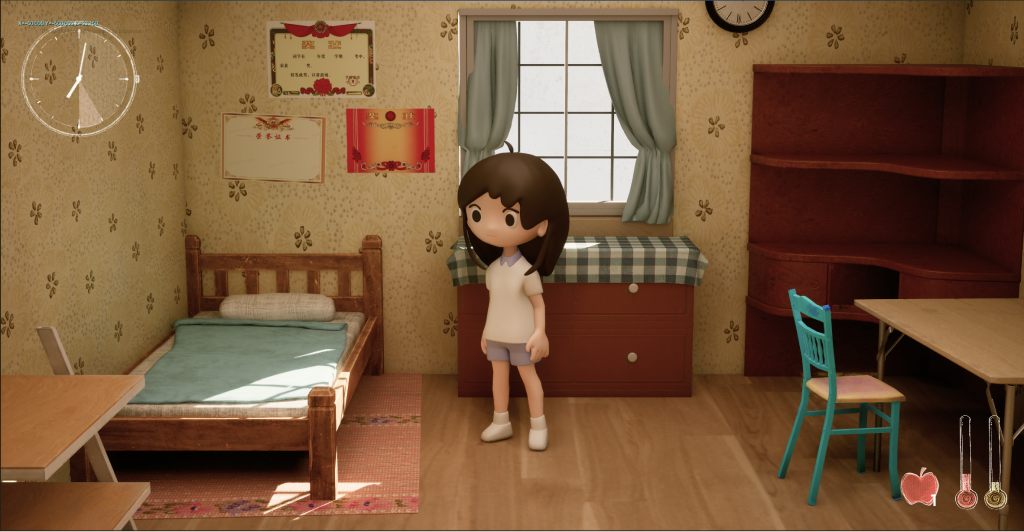 A little girl in her childhood bedroom in An Apple a Day
