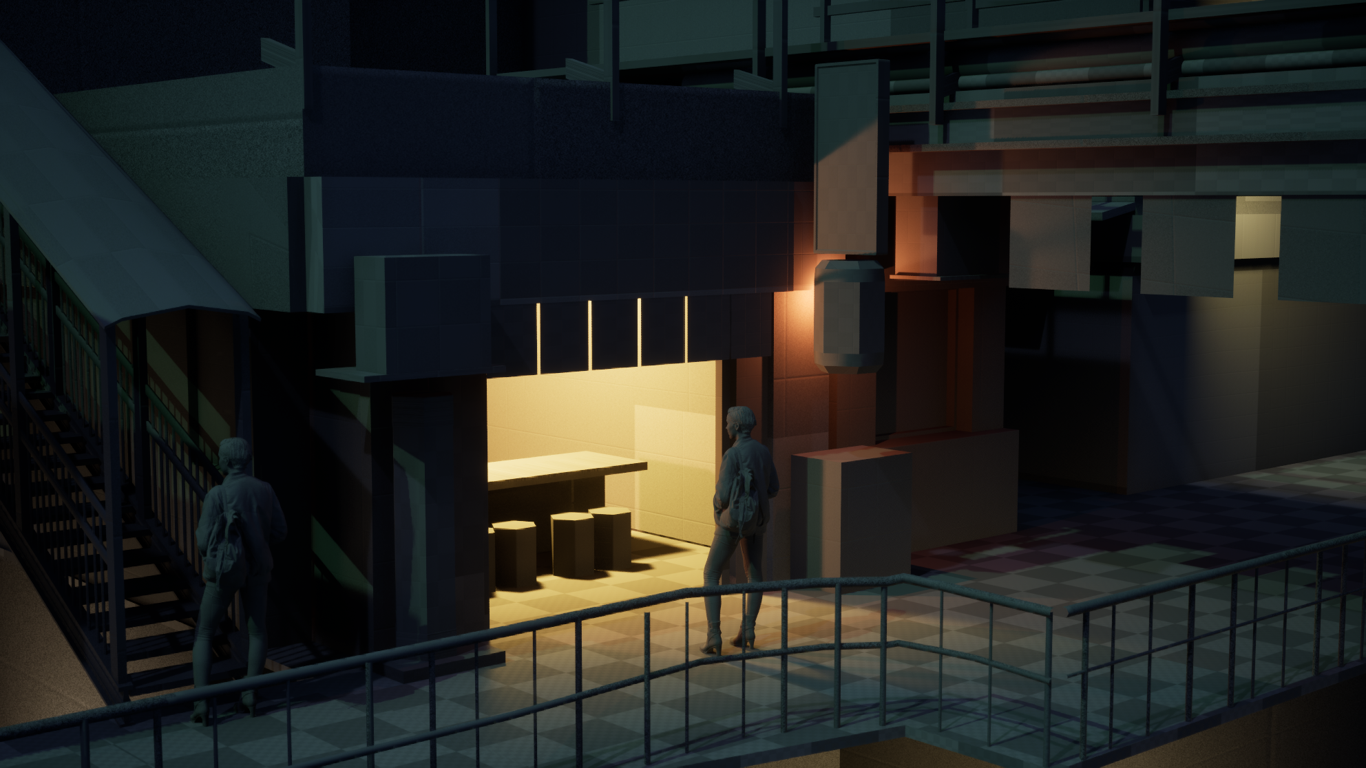 Initial Unreal Engine street lighting