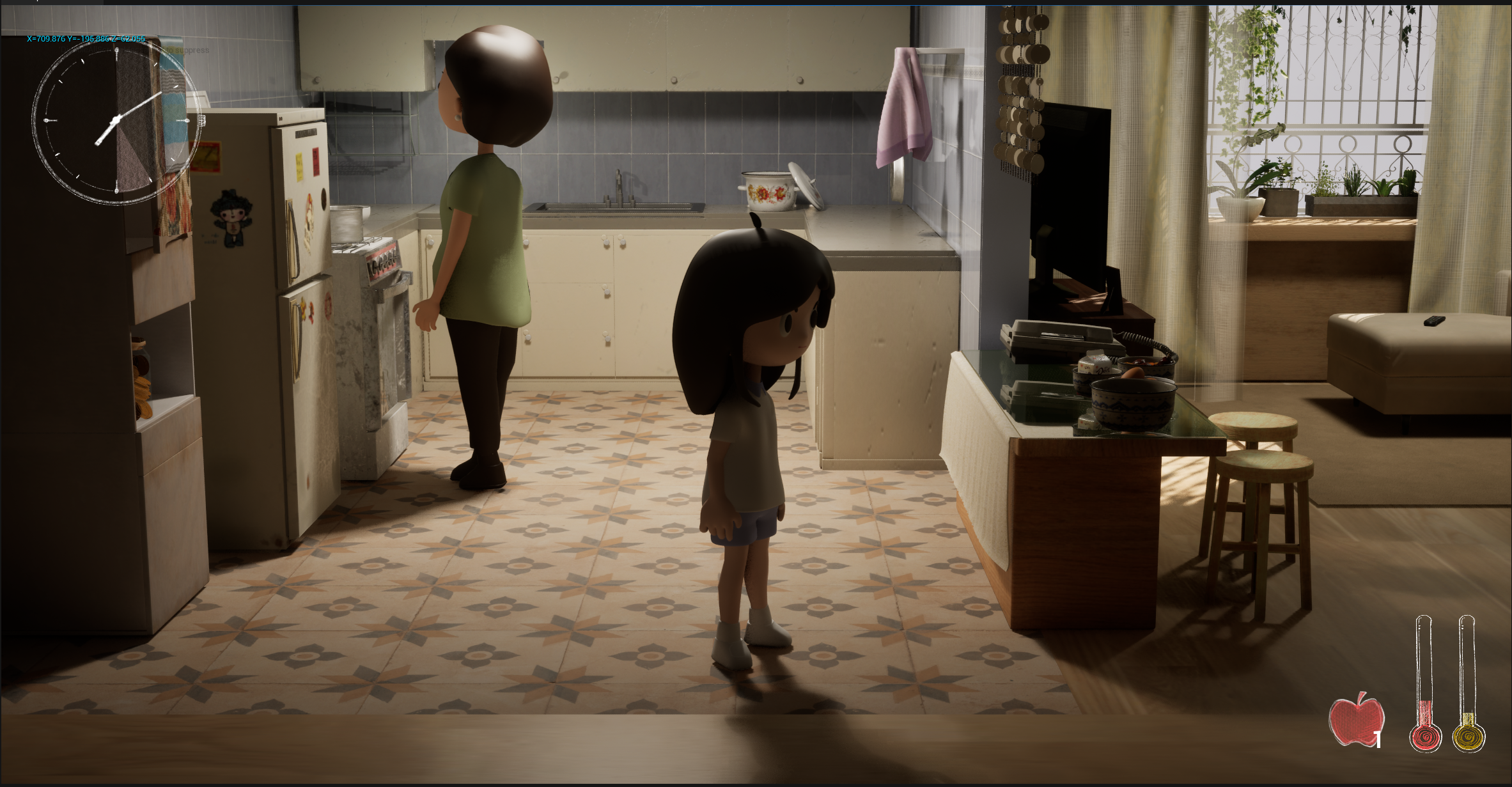 In-game view inside the mother and daughter's home